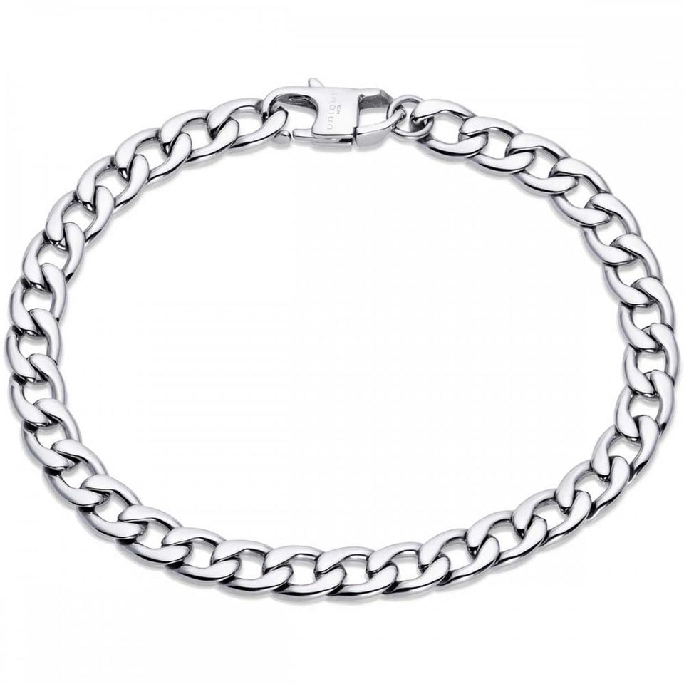 Unique & Co Gents 7mm Stainless Steel Flat Curb Chain Bracelet