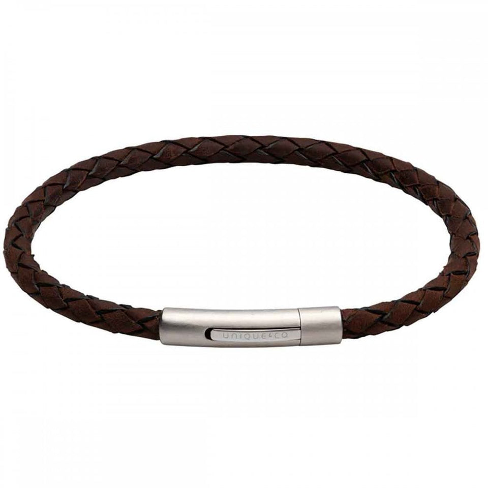 Unique & Co Gents Dark Brown Leather Bracelet