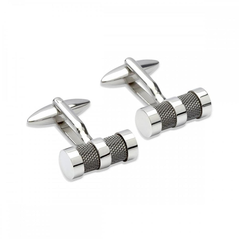 Unique & Co Gent's Stainless Steel & Textured Gun Metal Cufflinks