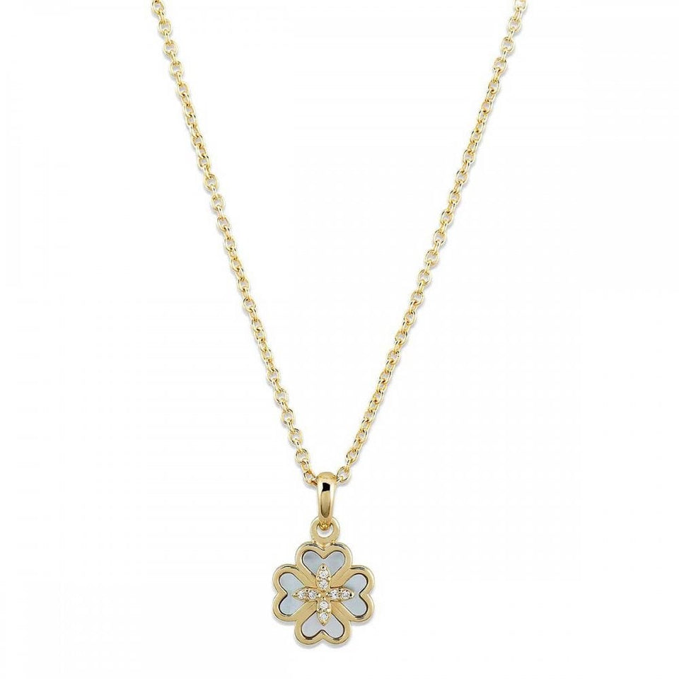 Unique & Co Ladies Gold Plated Stone Set Flower Chain Necklace