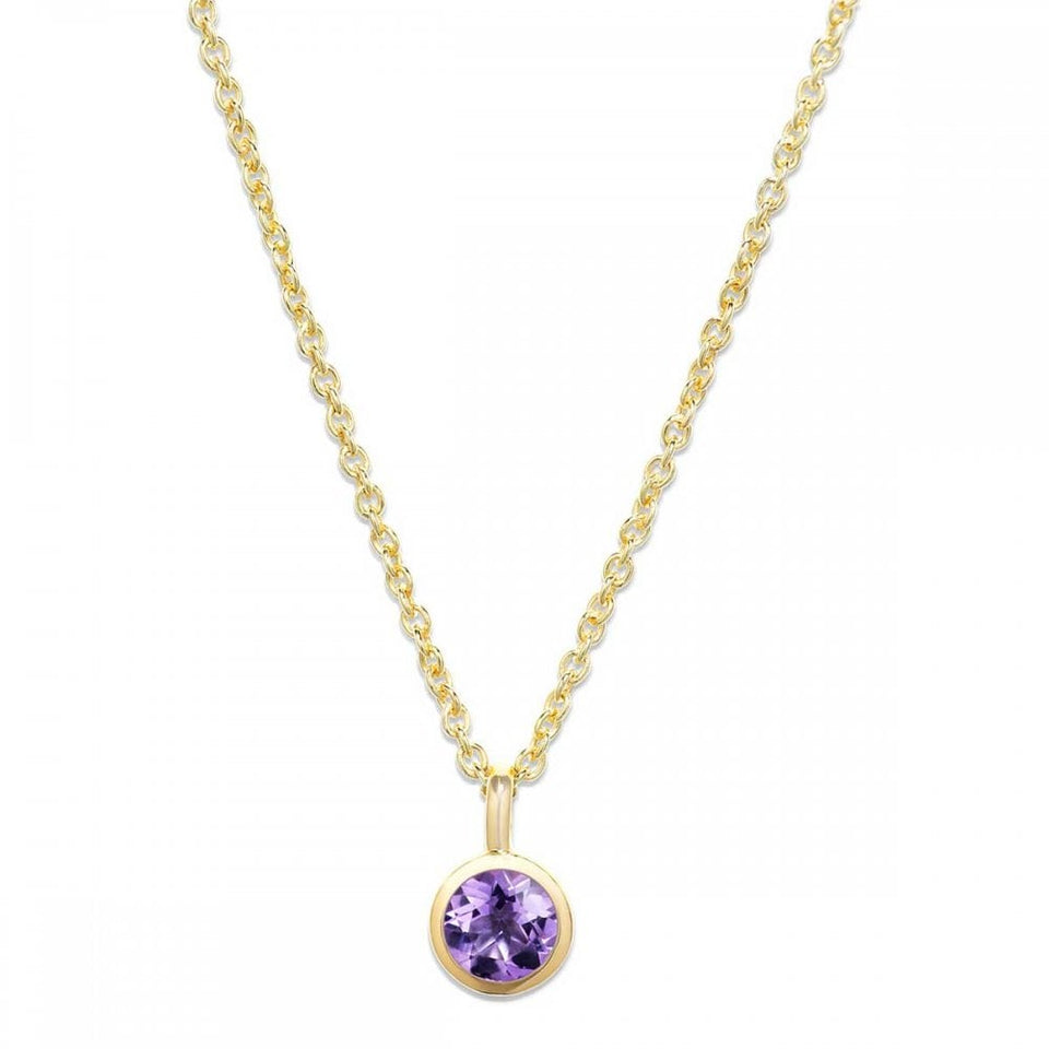 Unique & Co Ladies Yellow Gold Plated Amethyst Stone Set Chain Necklace