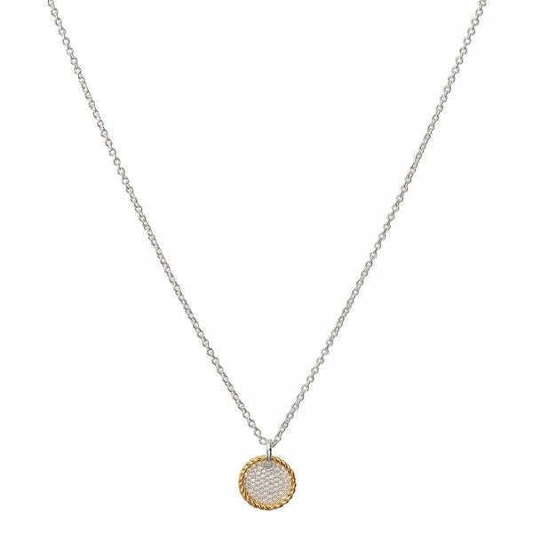 Unique & Co Ladies Yellow Gold Plated Stone Set Circle Necklace