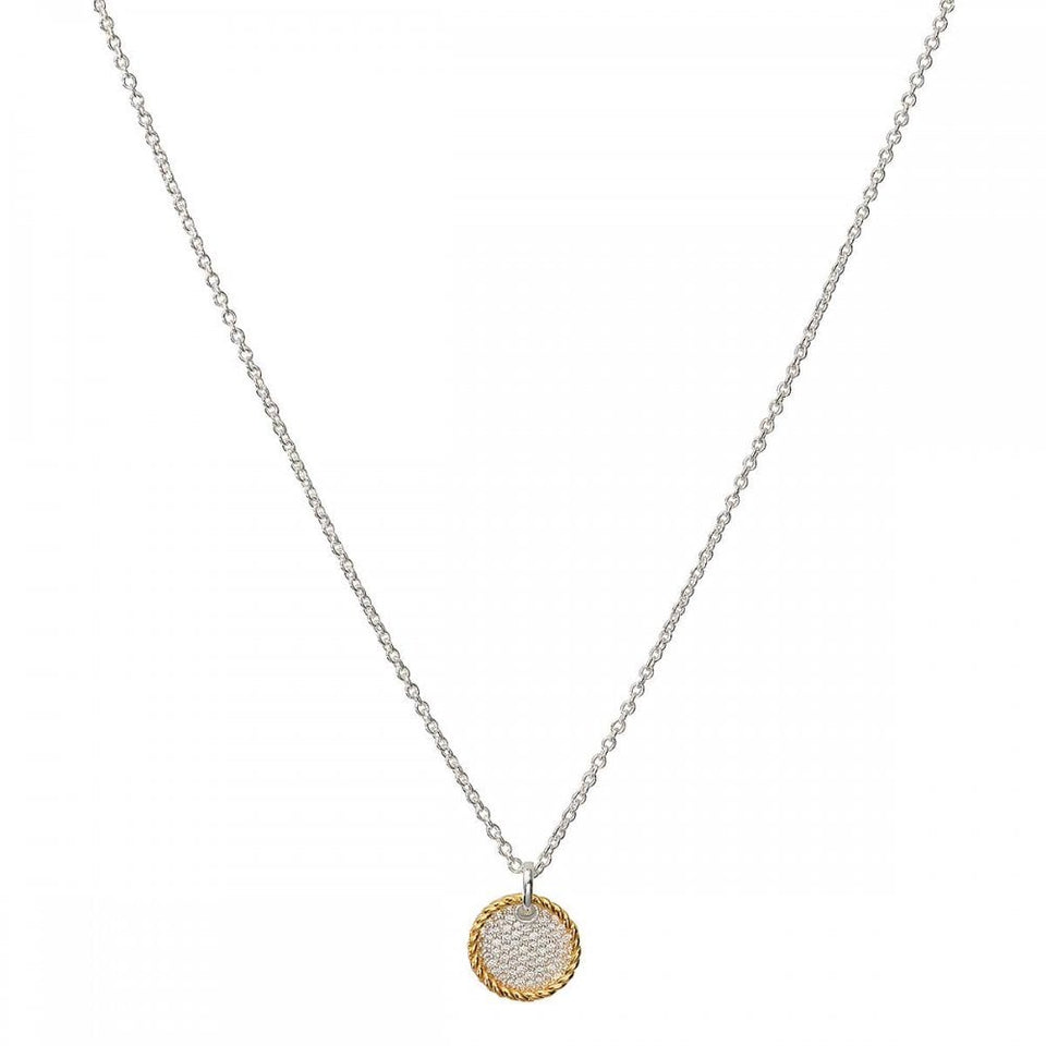 Unique & Co Ladies Yellow Gold Plated Stone Set Circle Necklace