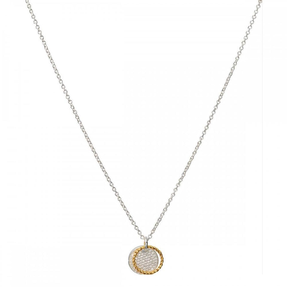 Unique & Co Ladies Yellow Gold Plated Stone Set Circle Necklace