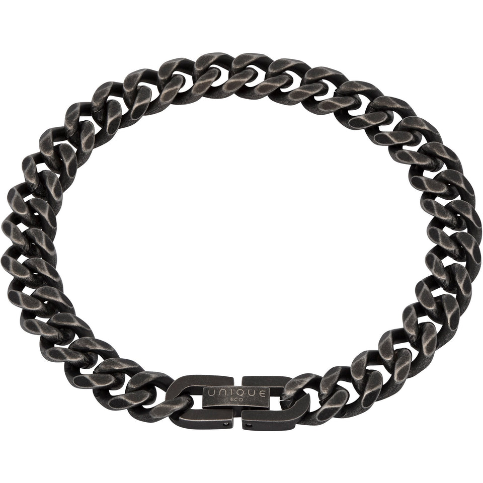 Unique & Co Men's Antique Black IP Plated 9mm Matte Bracelet