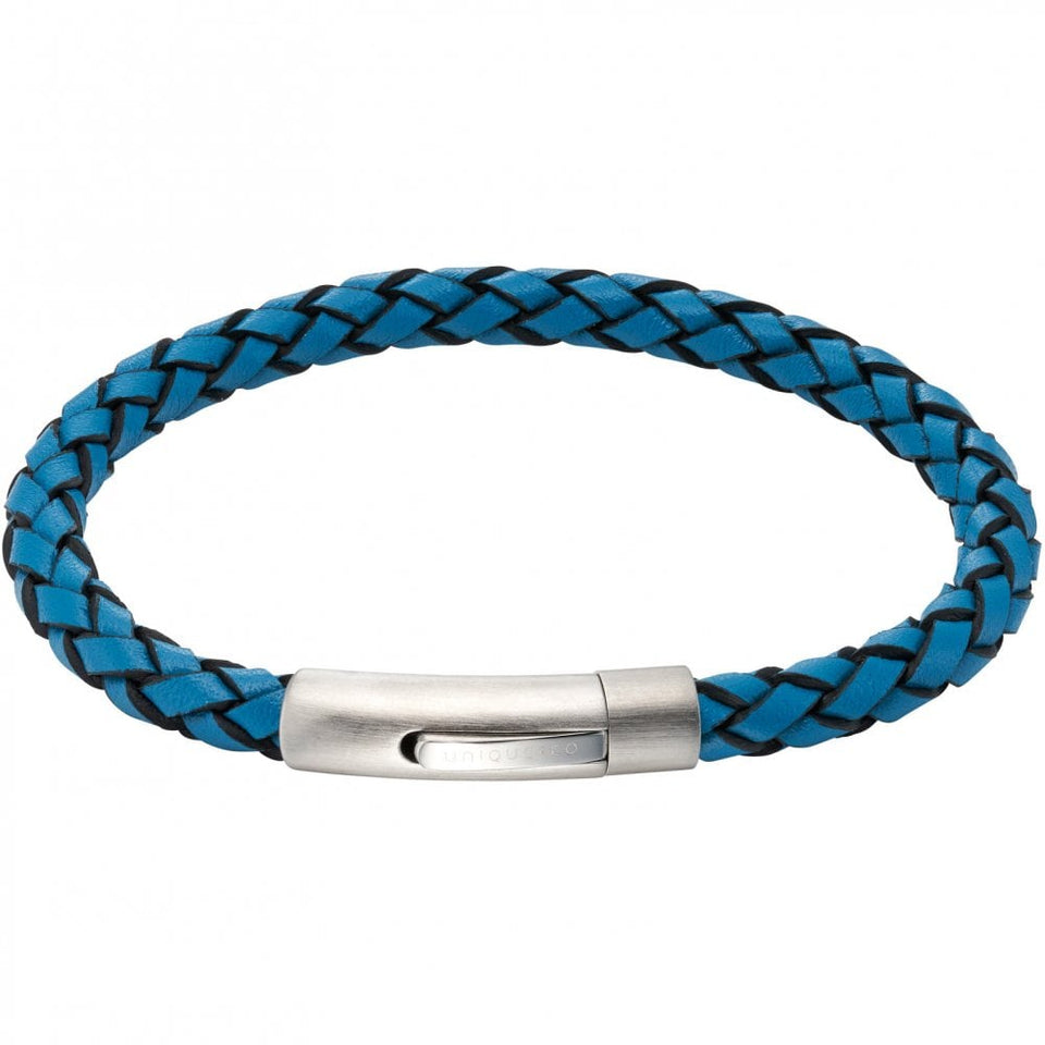 Unique & Co Men's Black Edge Turquoise Leather Bracelet
