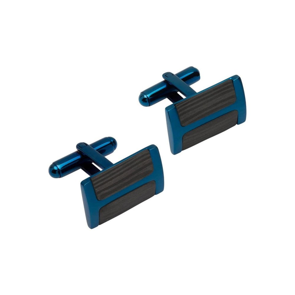 Unique & Co Men's Black IP Plated Carbon Fibre Cufflinks