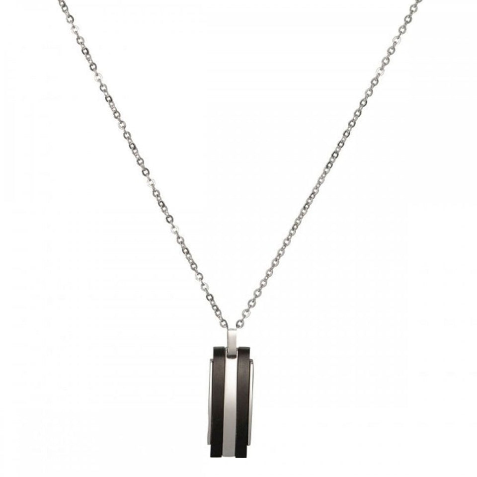 Unique & Co Men's Black IP Plated Drop Necklace