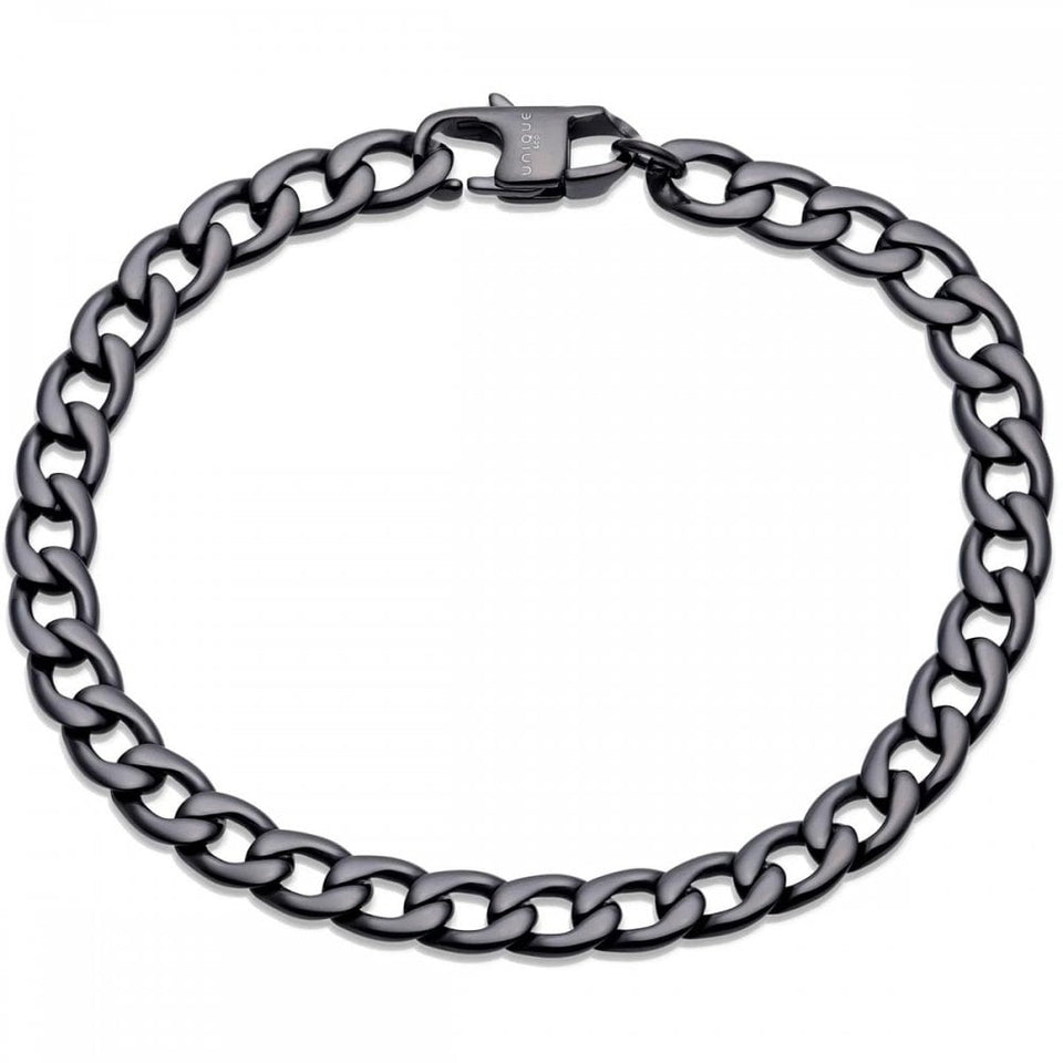 Unique & Co Men's Black IP Plated Matte Curb Bracelet