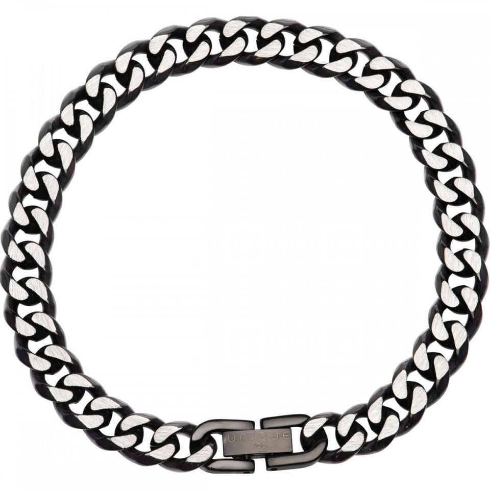 Unique & Co Men's Black IP Plated Steel Curb Chain Bracelet