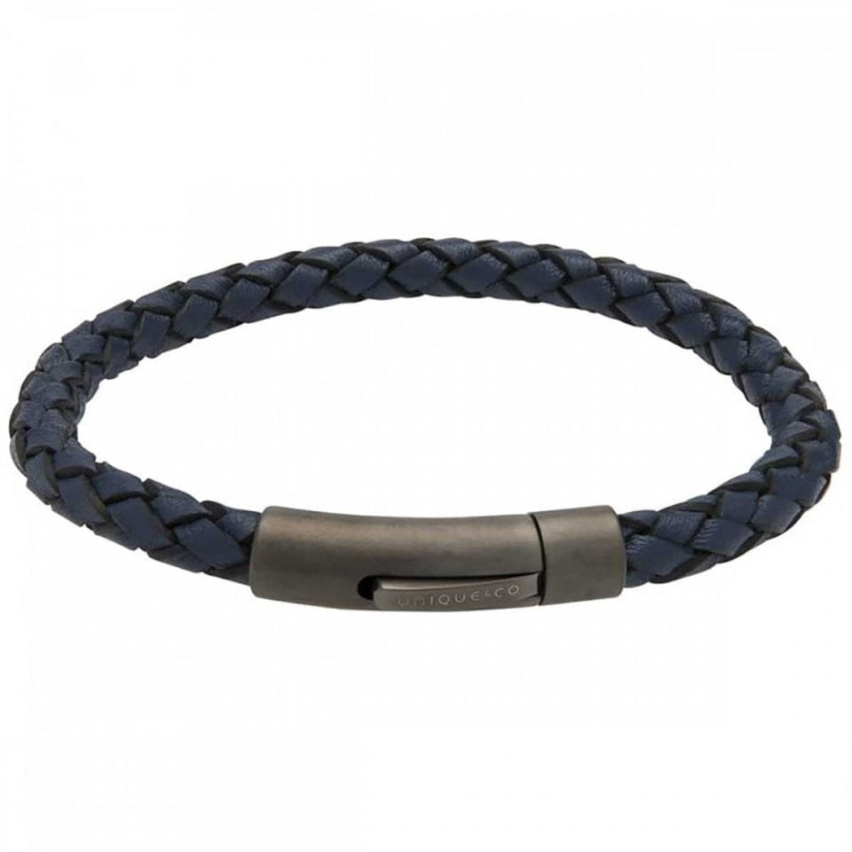 Unique & Co Men's Black Leather Distressed Clasp Bracelet