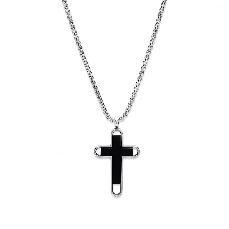 Unique & Co Men's Black Open Cross Chain Necklace