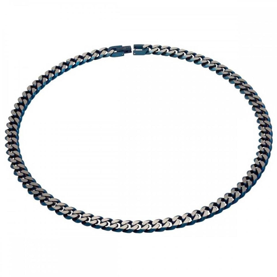 Unique & Co Men's Blue IP Plated 8mm Stainless Steel Curb Link Necklace