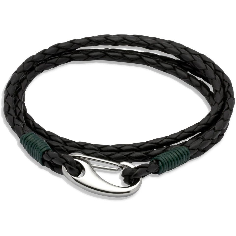 Unique & Co Men's Double Wrap Antique Black & Green Bracelet