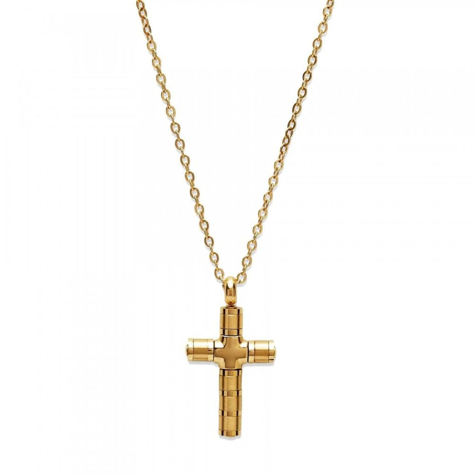 Unique & Co Men's Gold Plated Stainless Steel Cross Necklace