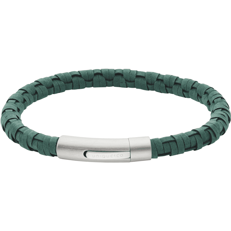 Unique & Co Men's Matte Green Leather Black Edge Bracelet