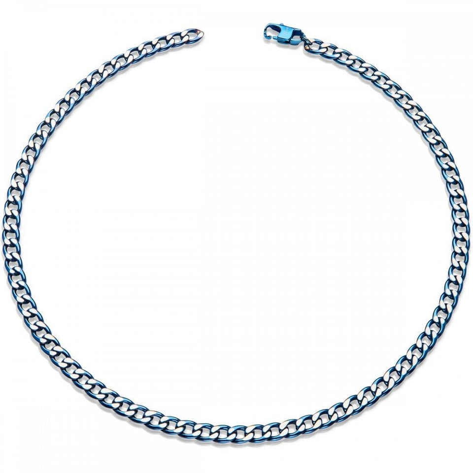 Unique & Co Men's Matte Blue IP Plated Stainless Steel Necklace