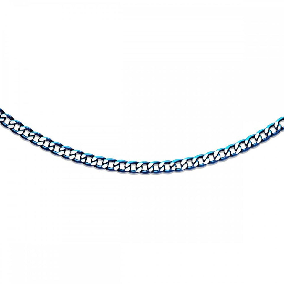 Unique & Co Men's Matte Blue IP Plated Stainless Steel Necklace