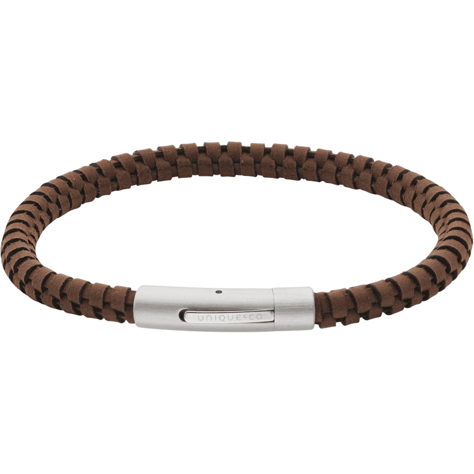 Unique & Co Men's Matte Dark Brown Black Edge Bracelet