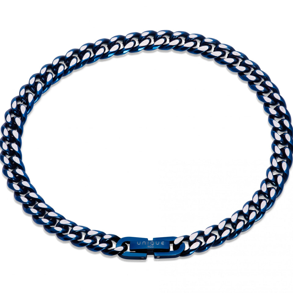Unique & Co Men's Matte Stainless Steel Blue Bracelet