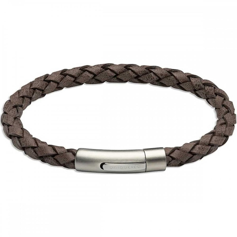 Unique & Co Men's Moro Brown Leather Silver Clasp Bracelet