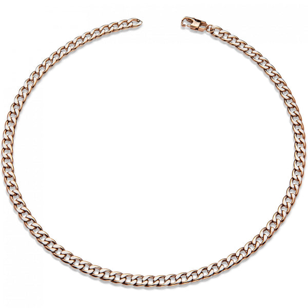 Unique & Co Men's Rose IP Plated Matte & Polished Necklace