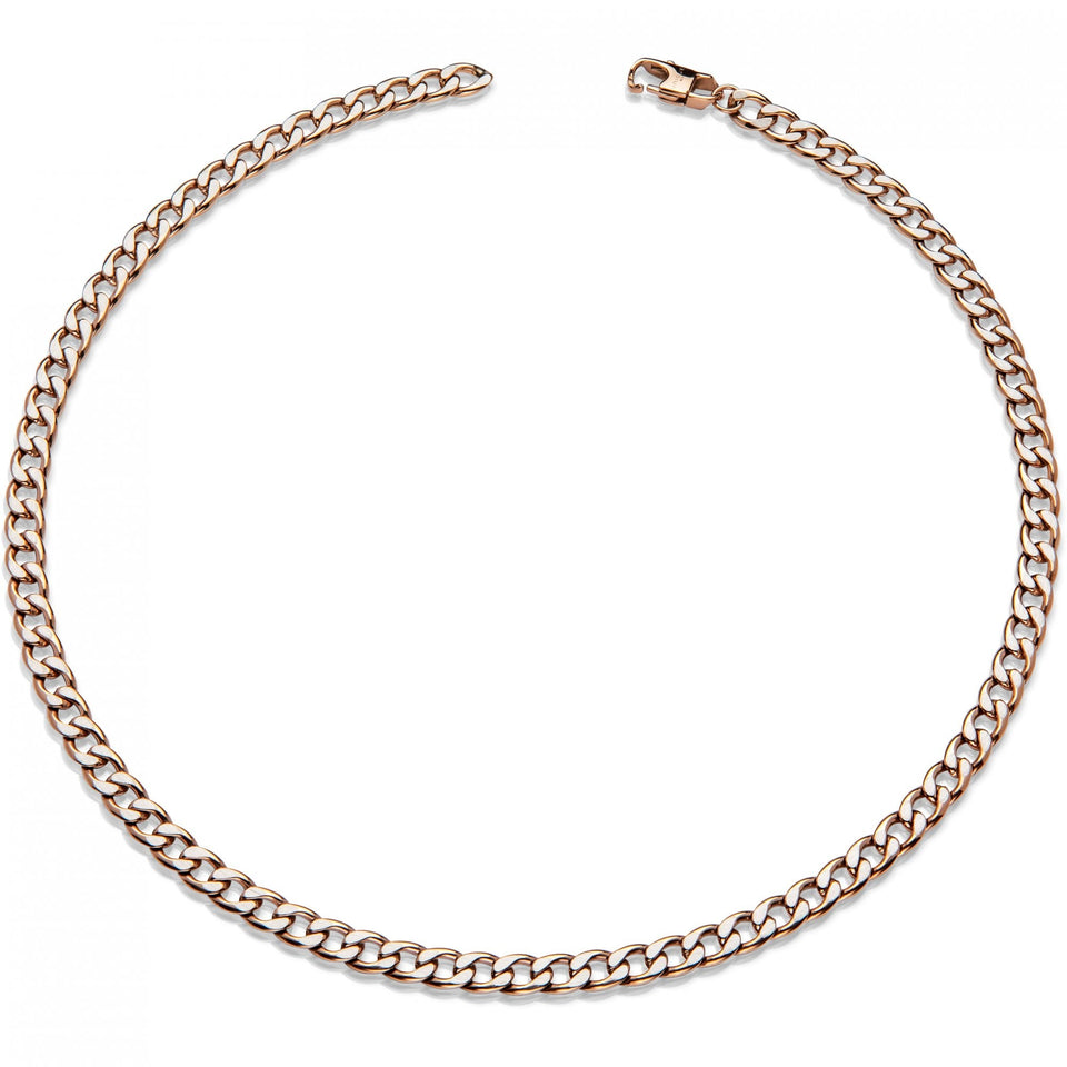 Unique & Co Men's Rose IP Plated Matte & Polished Necklace