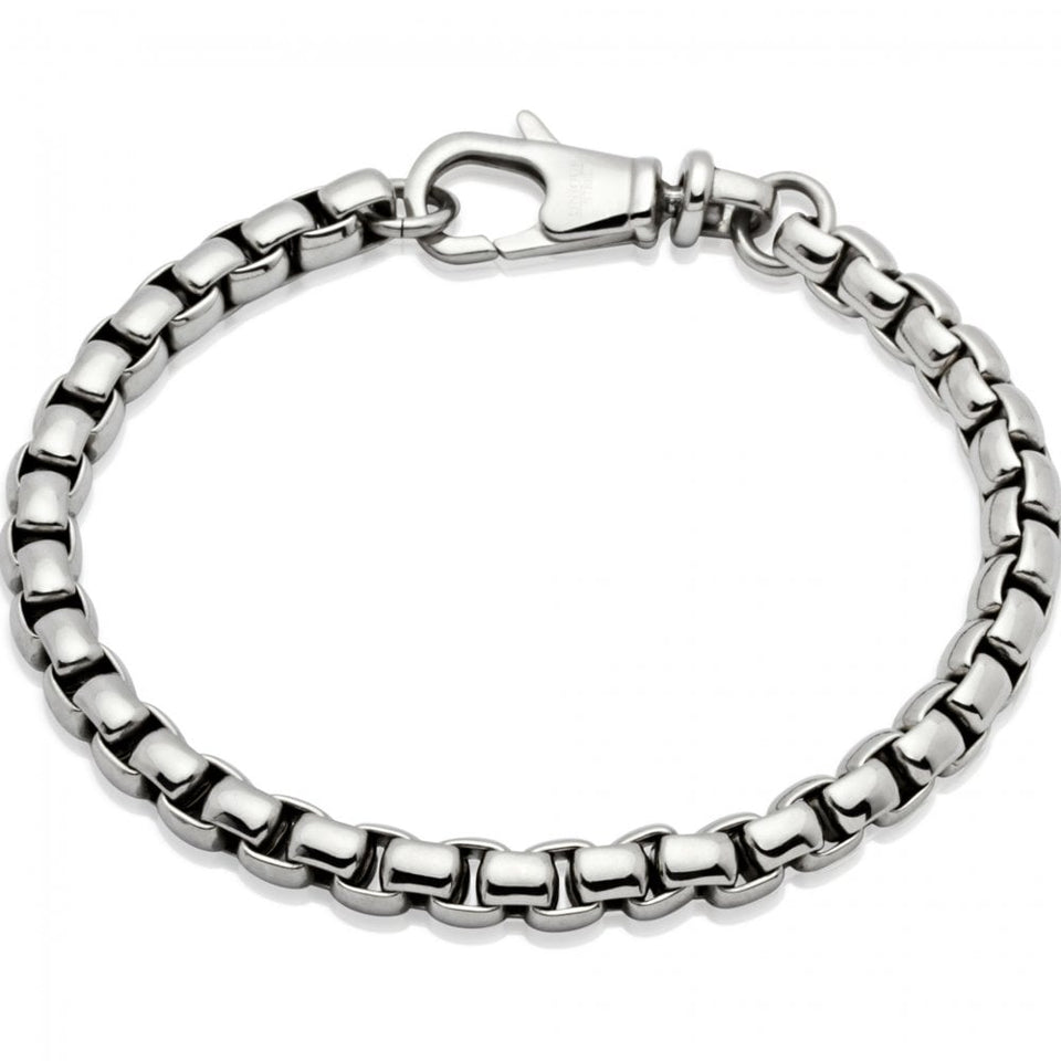 Unique & Co Men's Rounded Box Stainless Steel Chain Bracelet