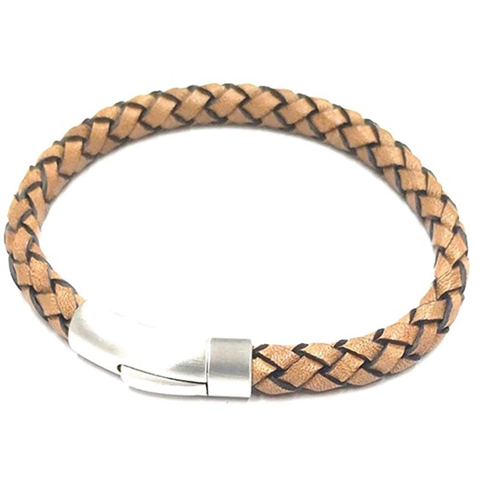 Unique & Co Men's Sand Braided Leather Bracelet
