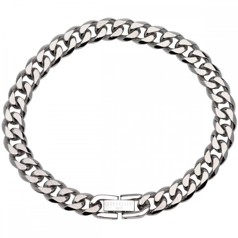 Unique & Co Men's Stainless Steel 8mm Matte Curb Bracelet