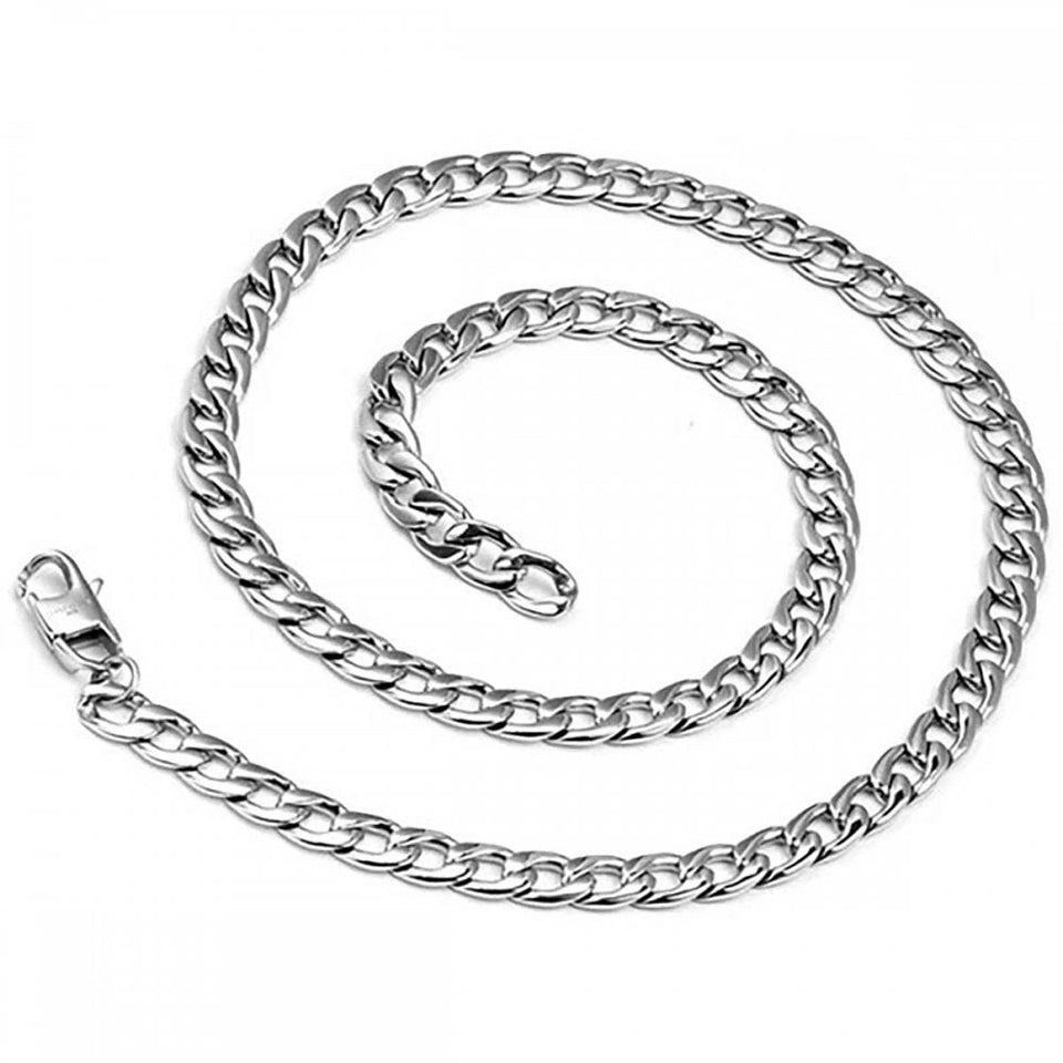 Unique & Co Men's Stainless Steel Curb 7mm Chain Necklace