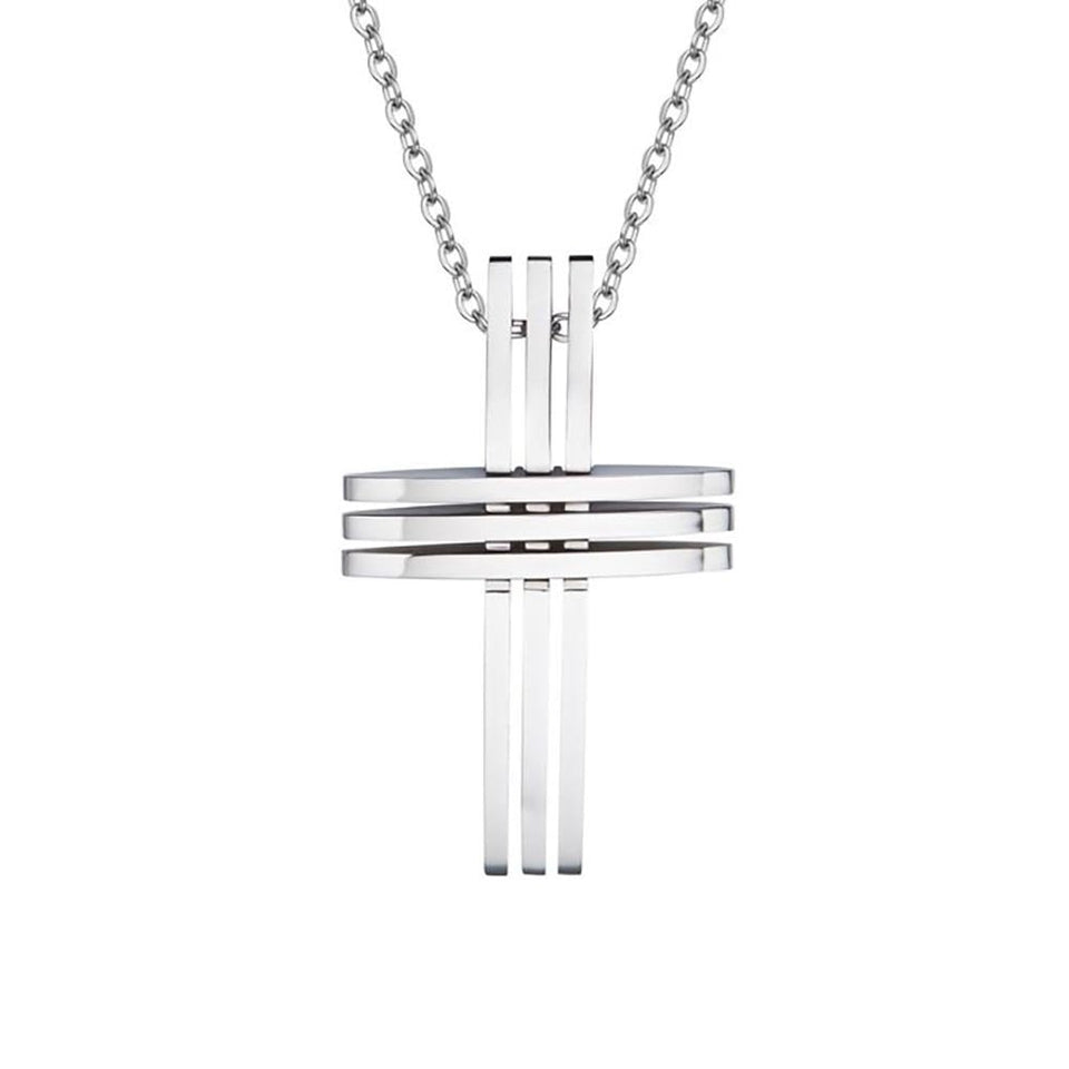 Unique & Co Men's Stainless Steel Lined Cross Necklace