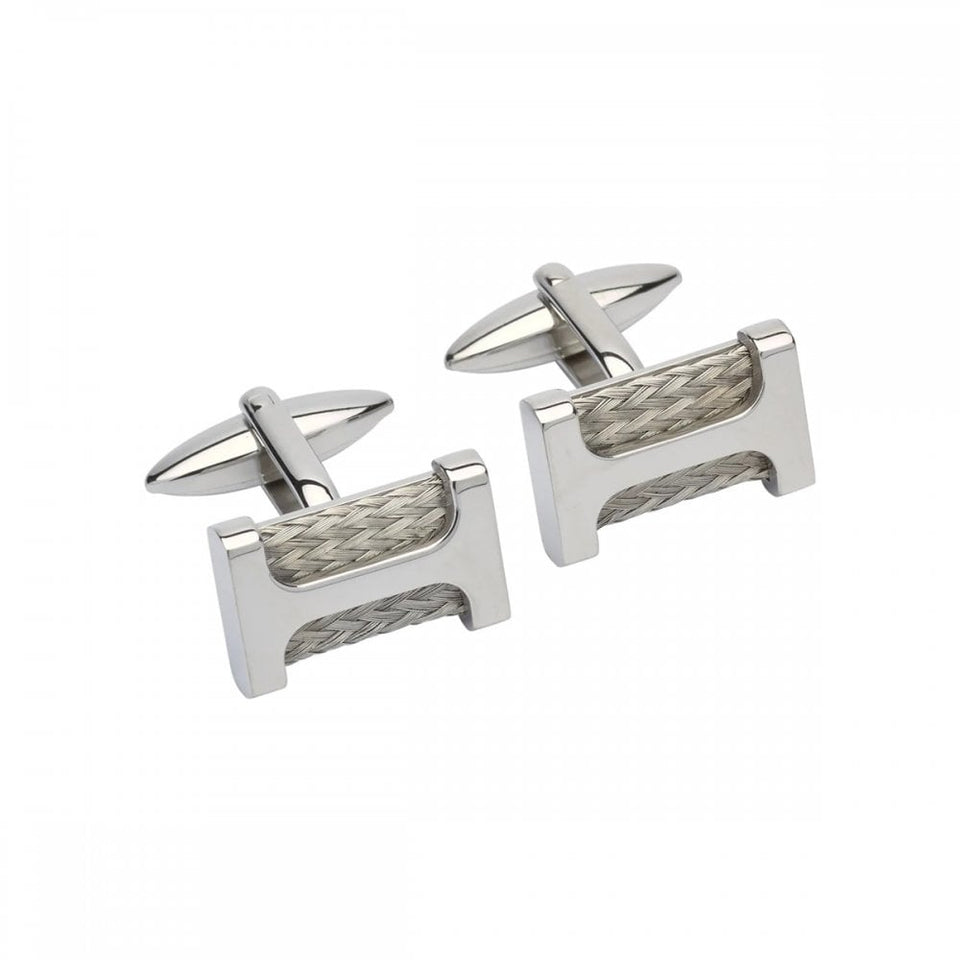 Unique & Co Men's Stainless Steel Patterned Cufflinks