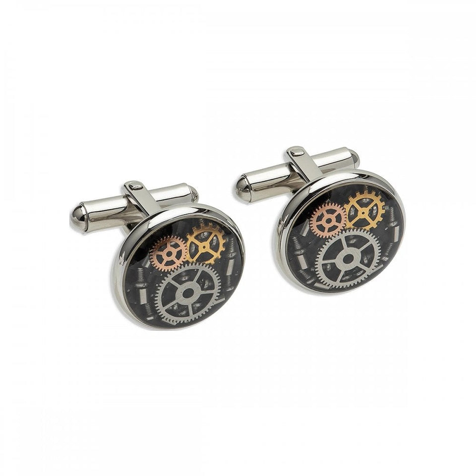 Unique & Co Men's Two Tone Plated Stainless Steel Cogs Cufflinks