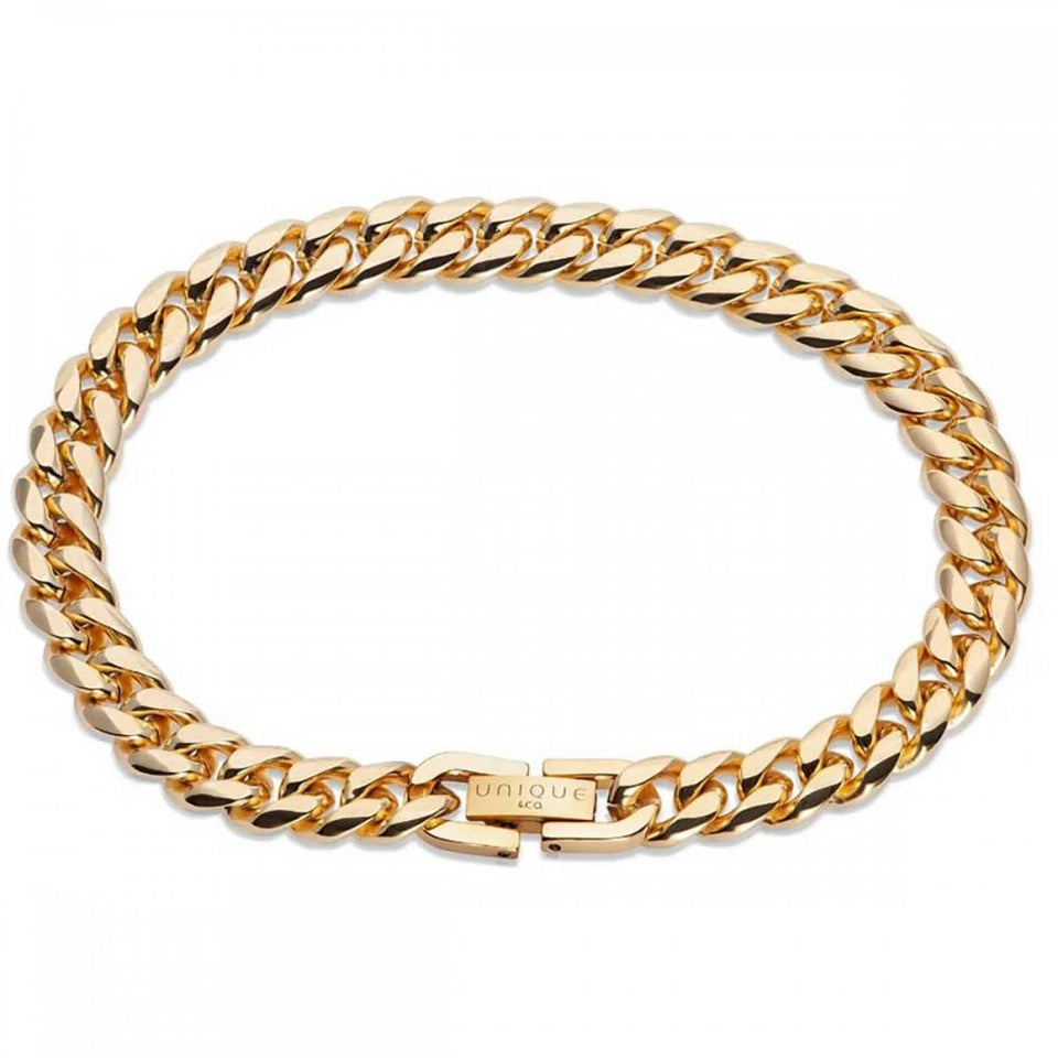 Unique & Co Men's Yellow Gold Plated Stainless Steel Chain Bracelet