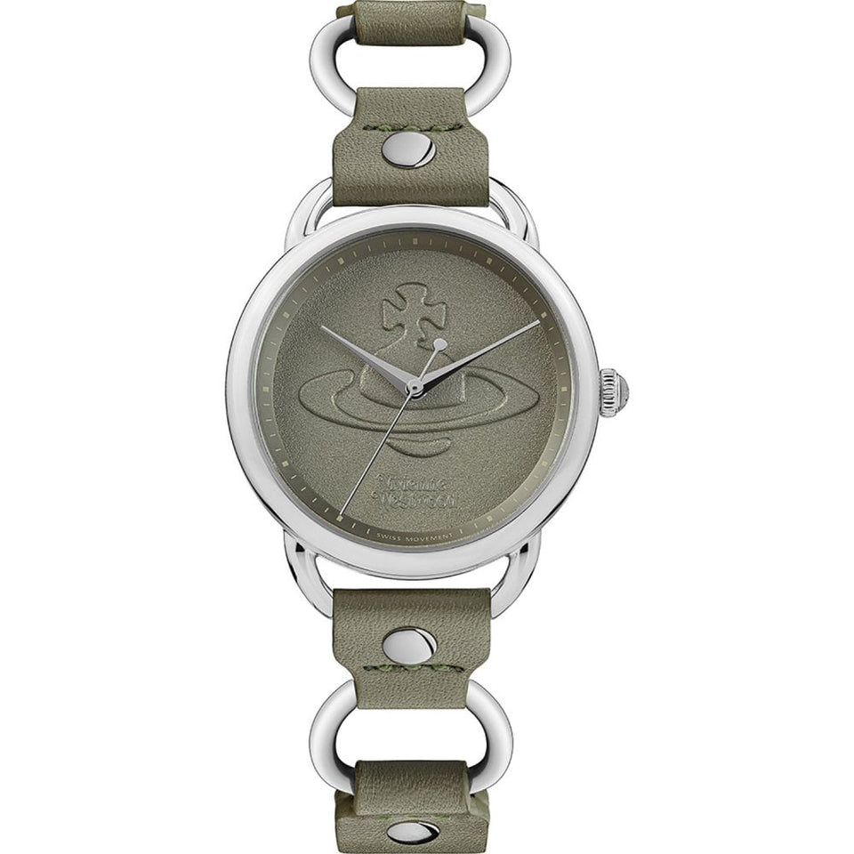Vivienne Westwood Ladies Carnaby 34mm Olive Green Dial Leather Strap Watch