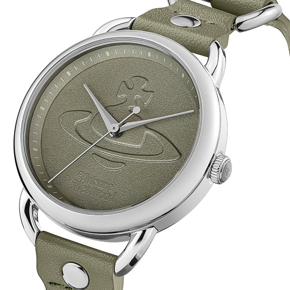Vivienne Westwood Ladies Carnaby 34mm Olive Green Dial Leather Strap Watch