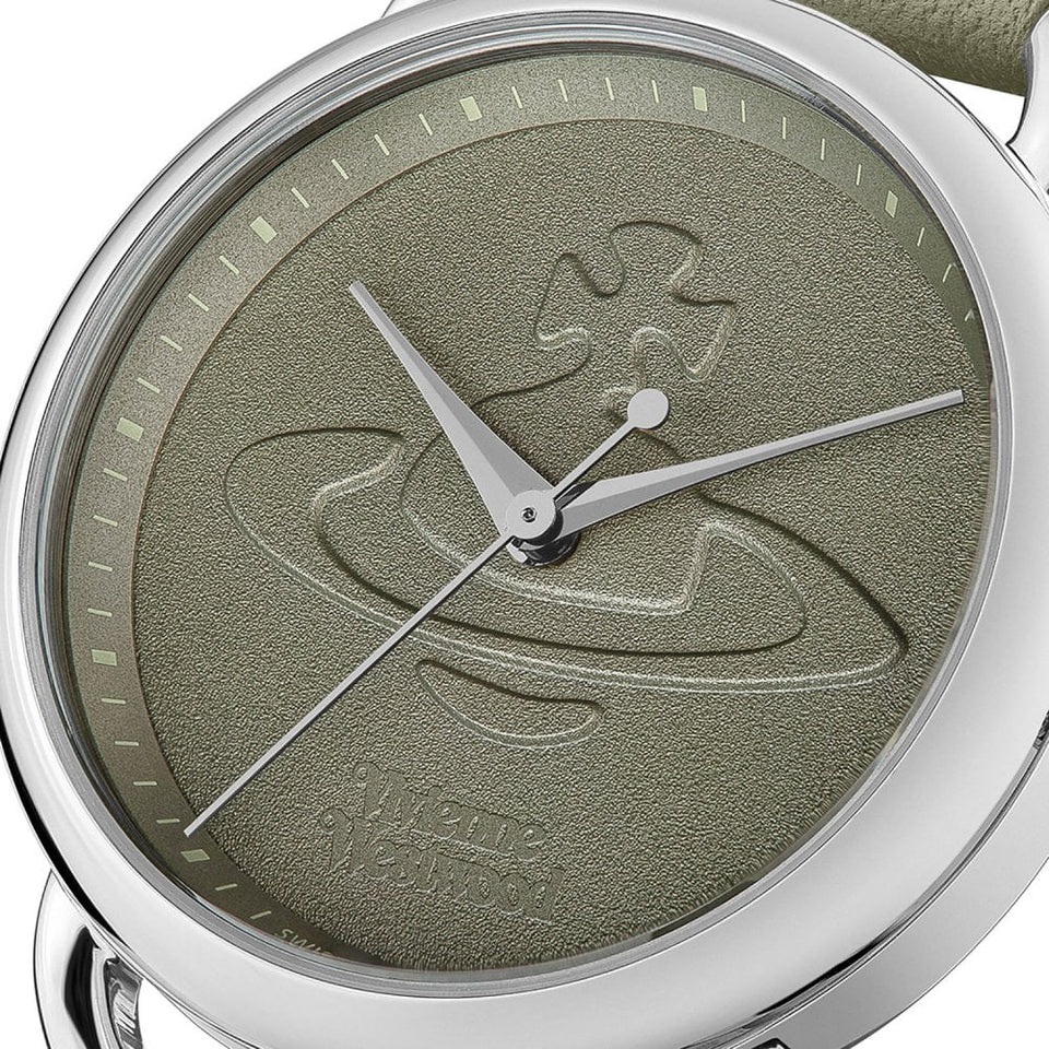 Vivienne Westwood Ladies Carnaby 34mm Olive Green Dial Leather Strap Watch