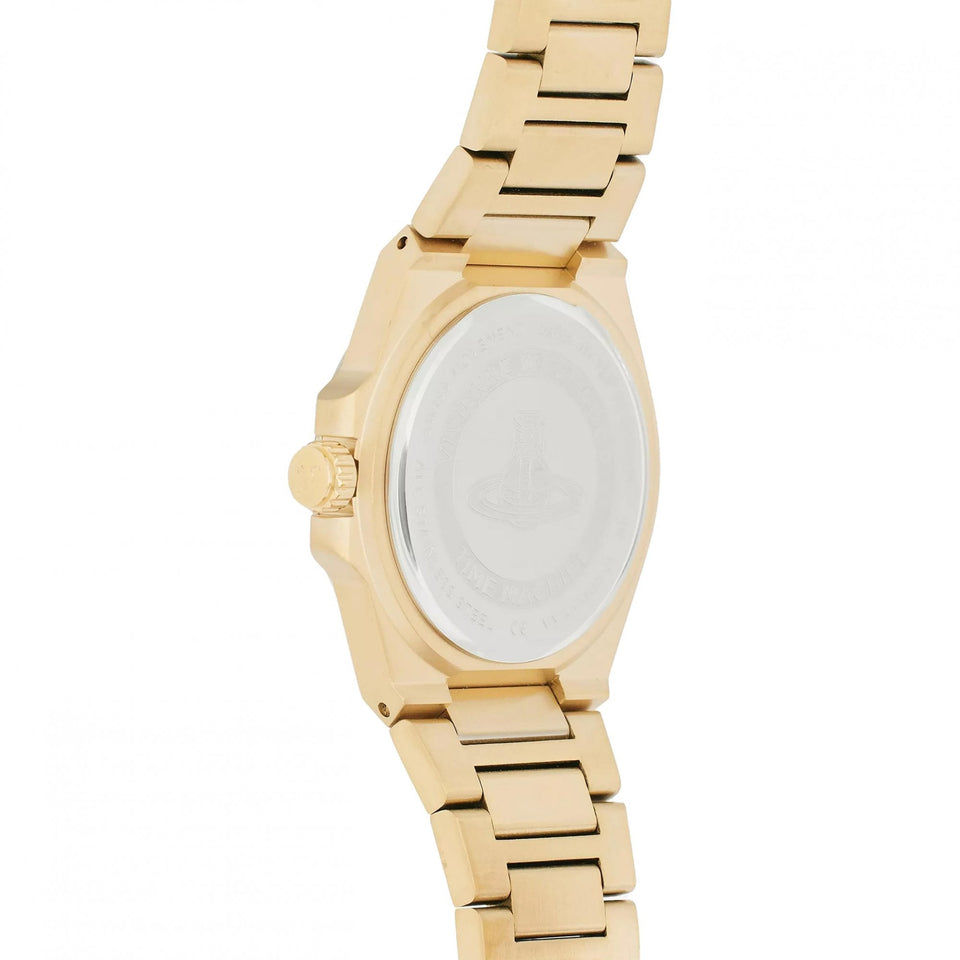Vivienne Westwood Ladies Hanwell Black Dial Gold Toned Bracelet Watch