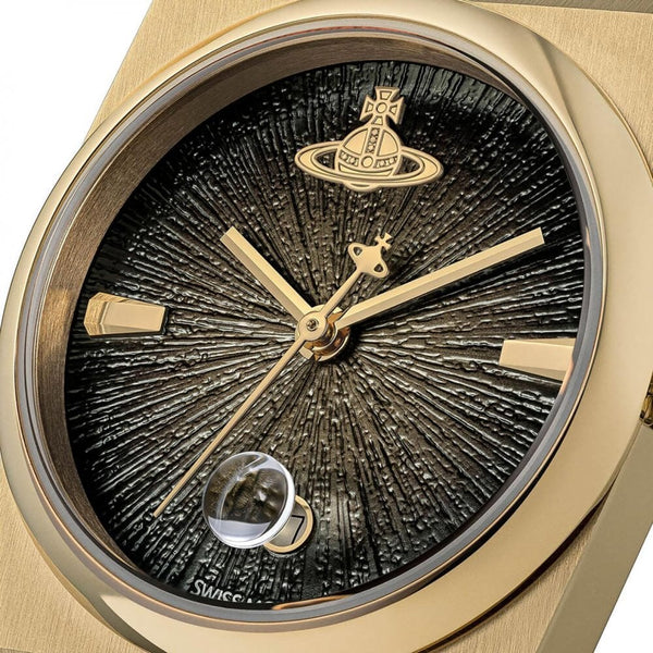 Vivienne Westwood Ladies Hoxton Black Dial Gold Toned Bracelet Watch