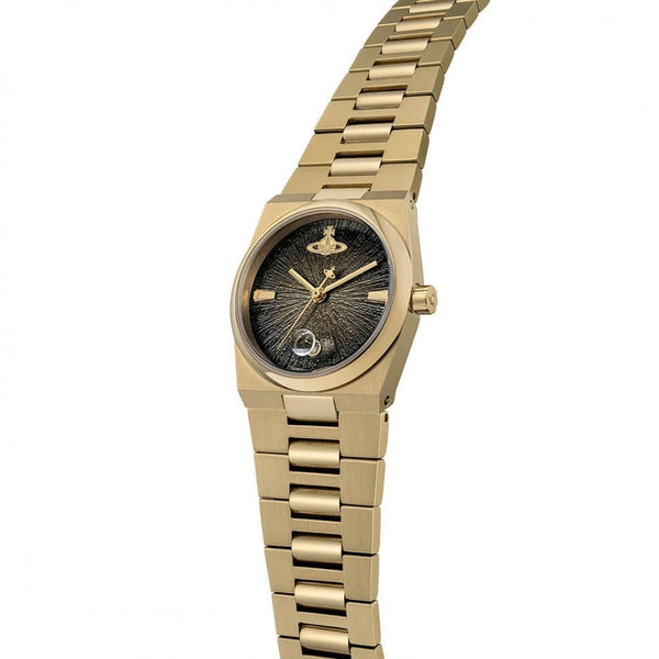 Vivienne Westwood Ladies Hoxton Black Dial Gold Toned Bracelet Watch