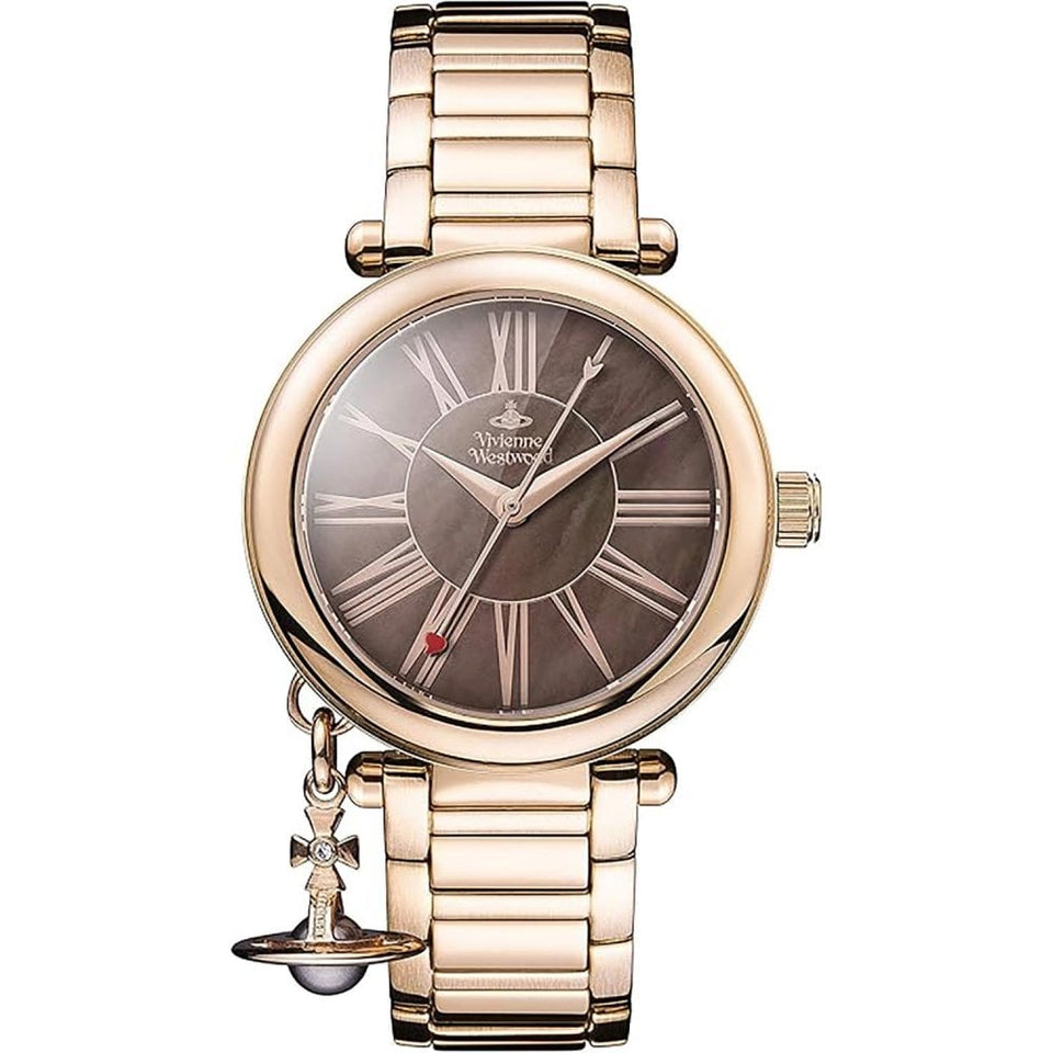 Vivienne Westwood Ladies Orb 32mm Brown Dial Rose Gold Plated Watch