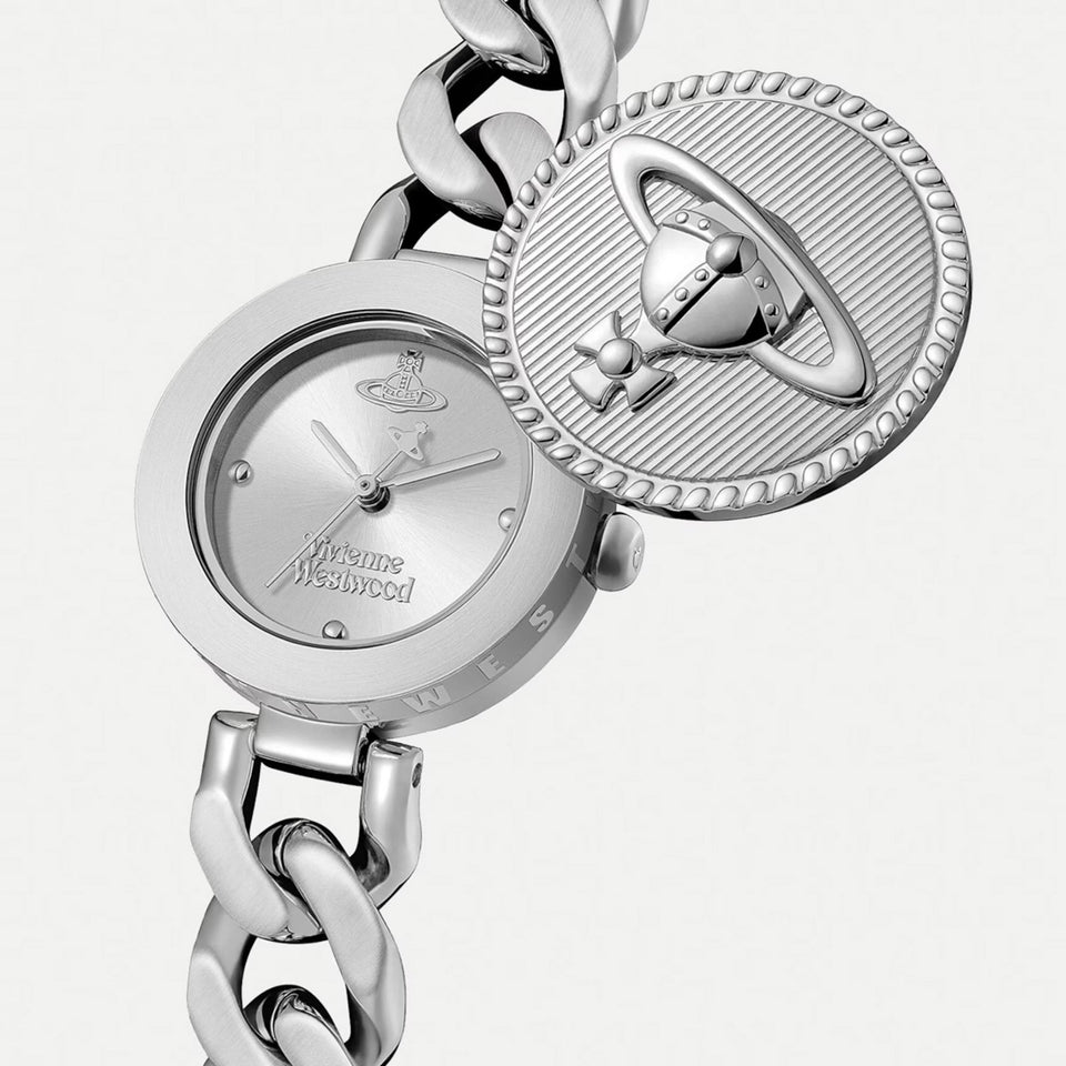 Vivienne Westwood Ladies Orb Button 25mm Chain Bracelet Watch