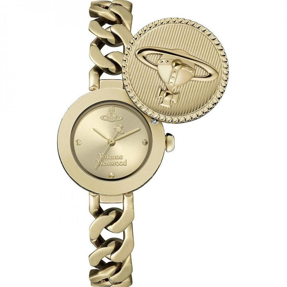 Vivienne Westwood Ladies Orb Button Gold Plated Bracelet Watch