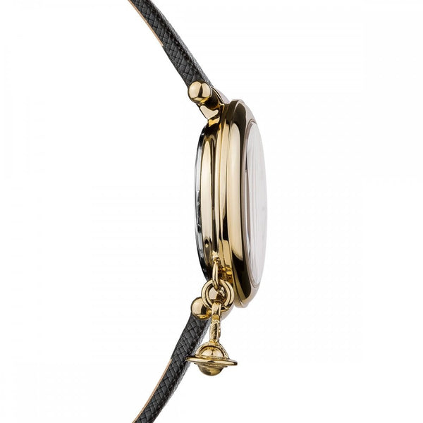 Vivienne Westwood Ladies Orb Heart Black Leather Strap Watch