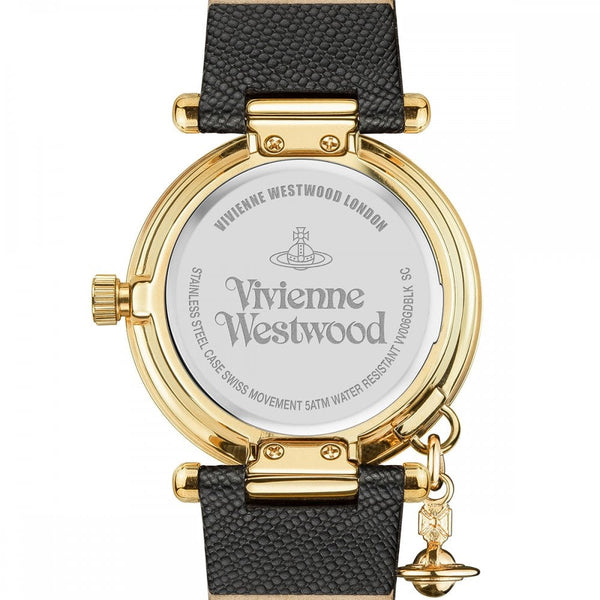 Vivienne Westwood Ladies Orb Heart Black Leather Strap Watch