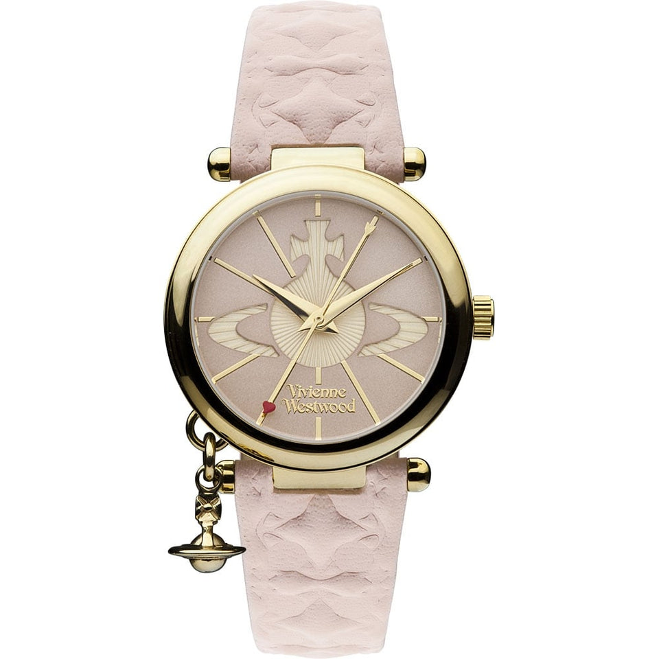 Vivienne Westwood Ladies Orb II Pink Leather Strap Watch