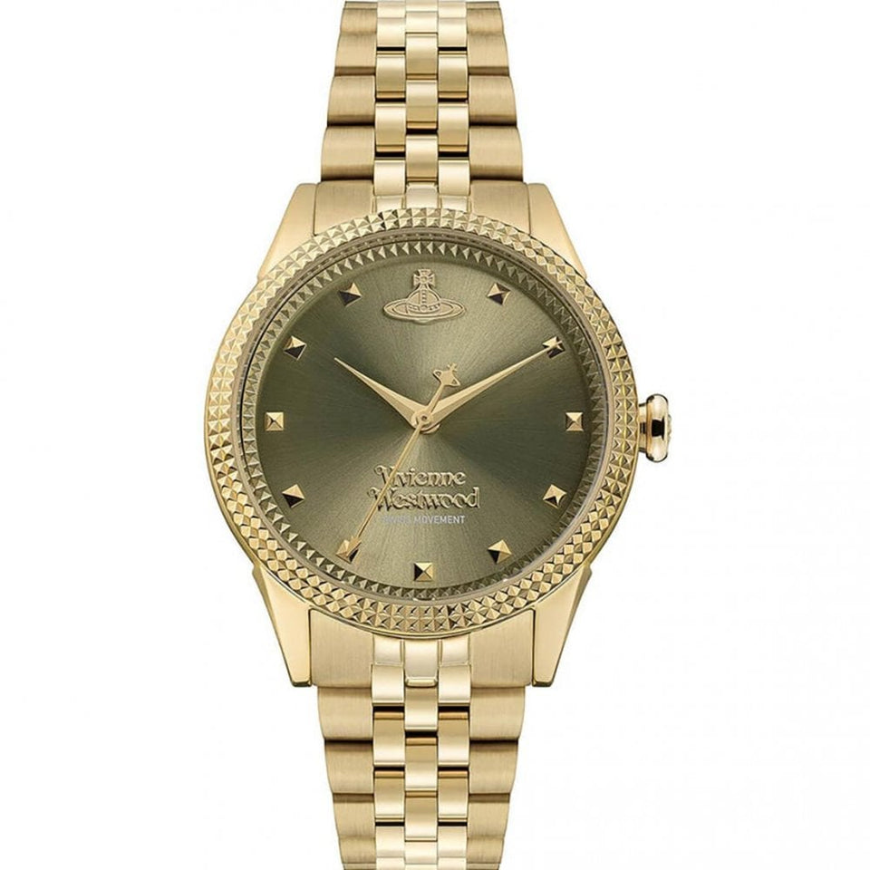 Vivienne Westwood Ladies Seymour Olive Green Dial Gold Toned Watch