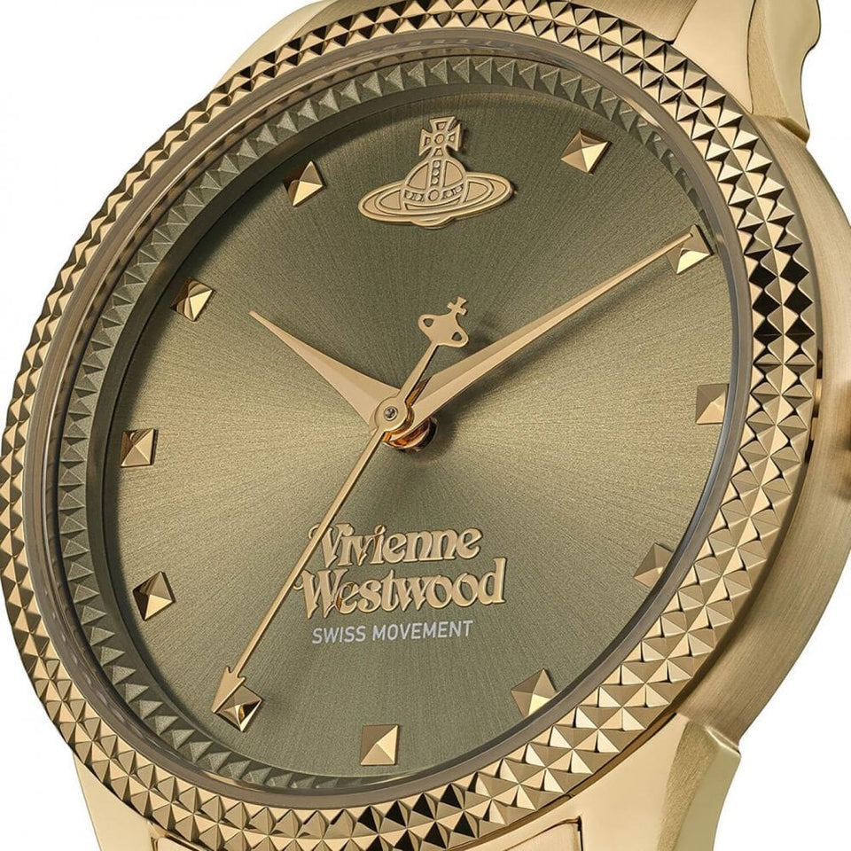 Vivienne Westwood Ladies Seymour Olive Green Dial Gold Toned Watch