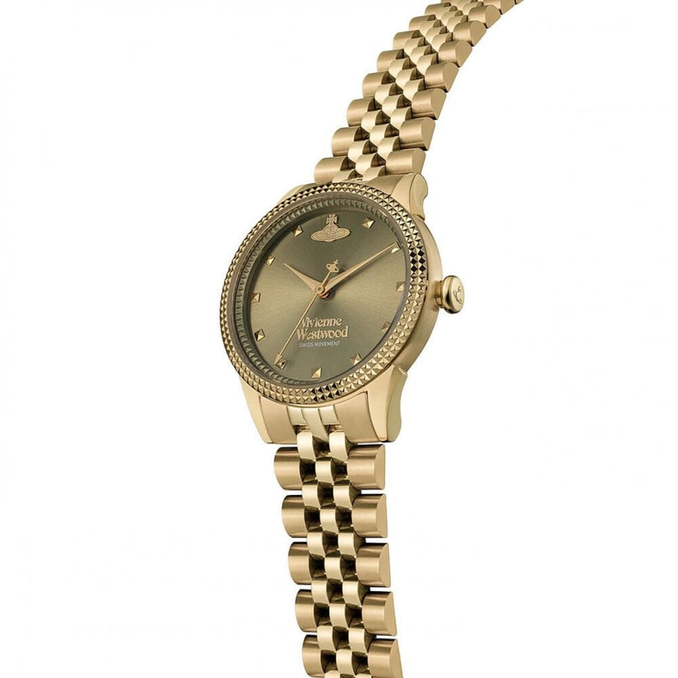 Vivienne Westwood Ladies Seymour Olive Green Dial Gold Toned Watch